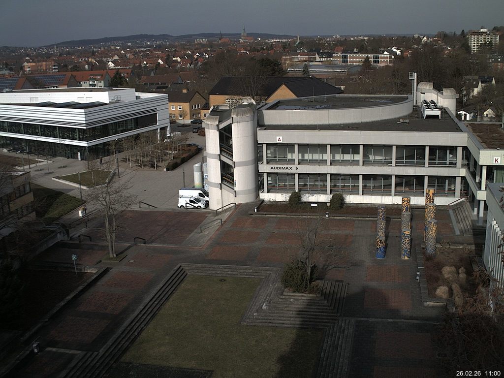 Foto der Webcam: Verwaltungsgeb&auml;ude, Innenhof mit Audimax, H&ouml;rsaal-Geb&auml;ude 1