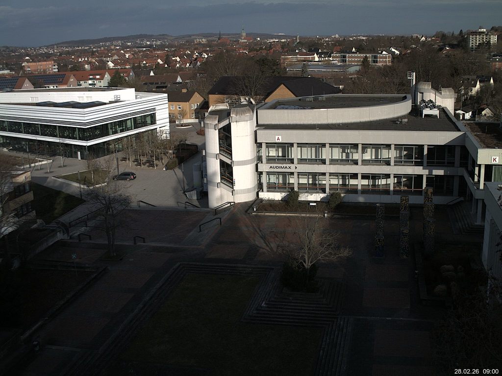 Foto der Webcam: Verwaltungsgeb&auml;ude, Innenhof mit Audimax, H&ouml;rsaal-Geb&auml;ude 1