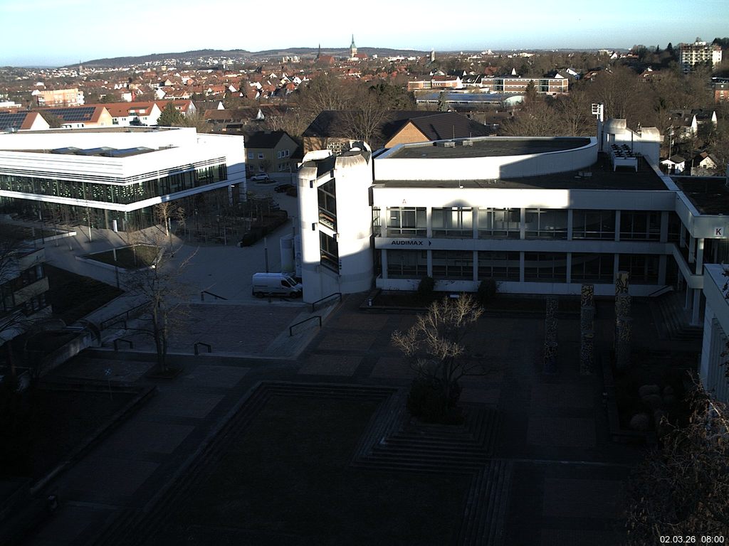 Foto der Webcam: Verwaltungsgeb&auml;ude, Innenhof mit Audimax, H&ouml;rsaal-Geb&auml;ude 1