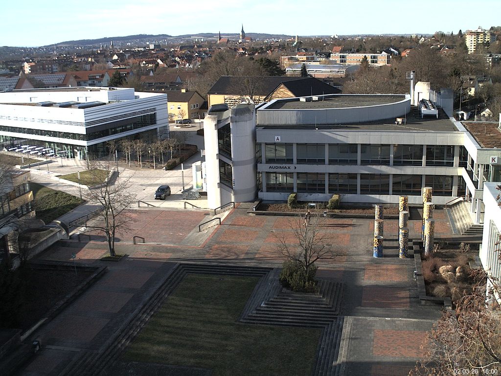 Foto der Webcam: Verwaltungsgeb&auml;ude, Innenhof mit Audimax, H&ouml;rsaal-Geb&auml;ude 1