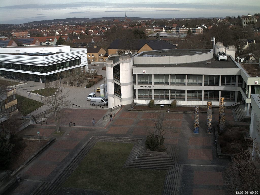 Foto der Webcam: Verwaltungsgeb&auml;ude, Innenhof mit Audimax, H&ouml;rsaal-Geb&auml;ude 1