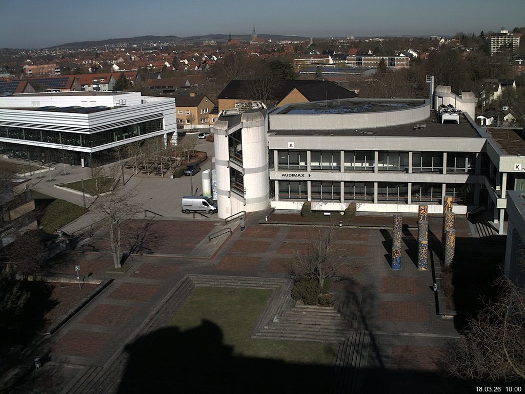 Foto der Webcam: Verwaltungsgeb&auml;ude, Innenhof mit Audimax, H&ouml;rsaal-Geb&auml;ude 1
