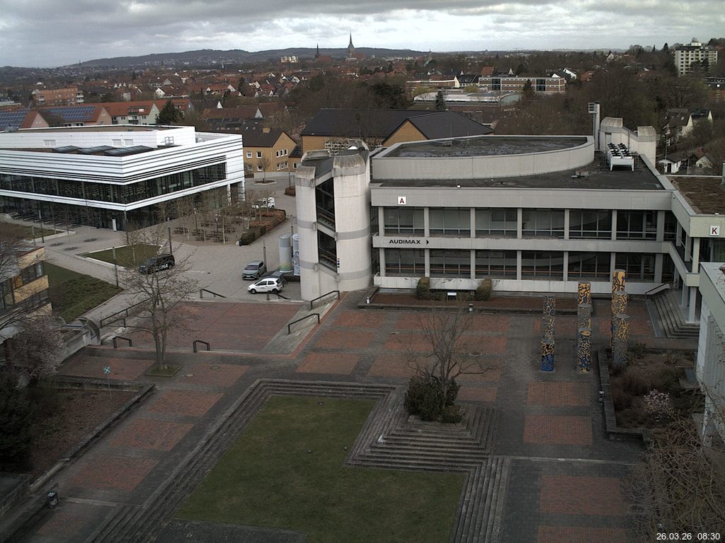 Foto der Webcam: Verwaltungsgeb&auml;ude, Innenhof mit Audimax, H&ouml;rsaal-Geb&auml;ude 1