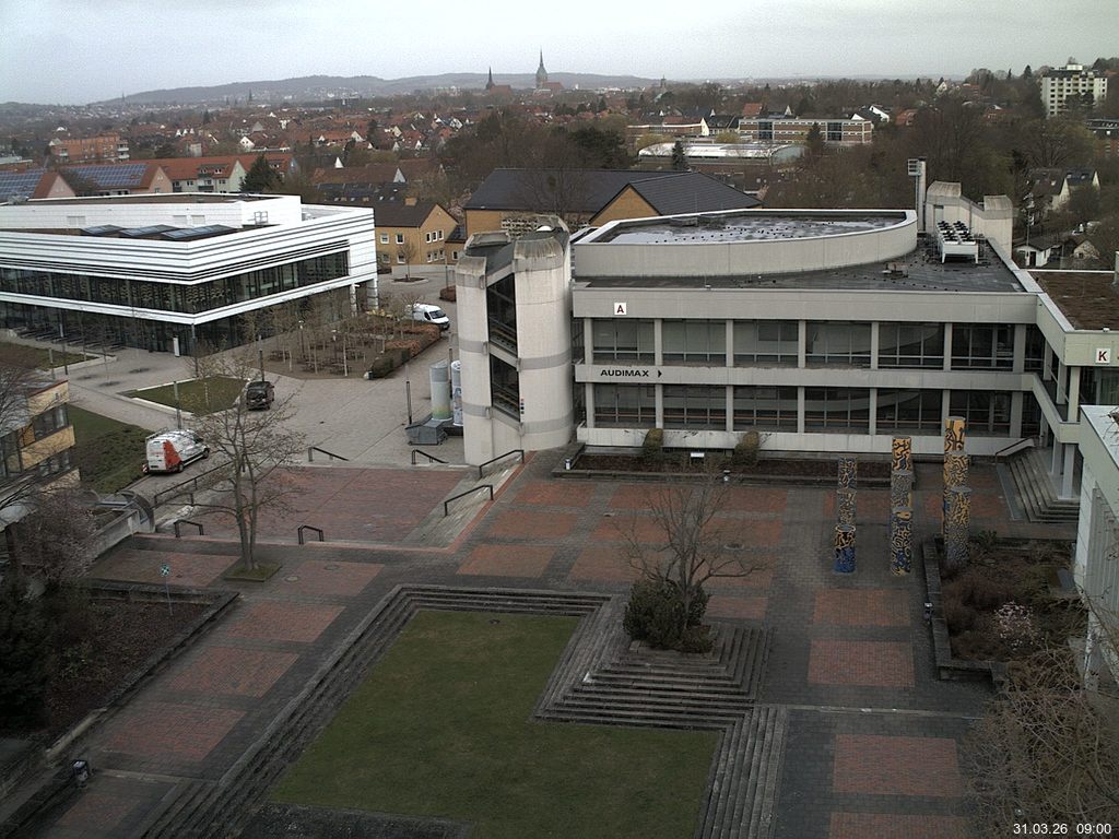 Foto der Webcam: Verwaltungsgeb&auml;ude, Innenhof mit Audimax, H&ouml;rsaal-Geb&auml;ude 1