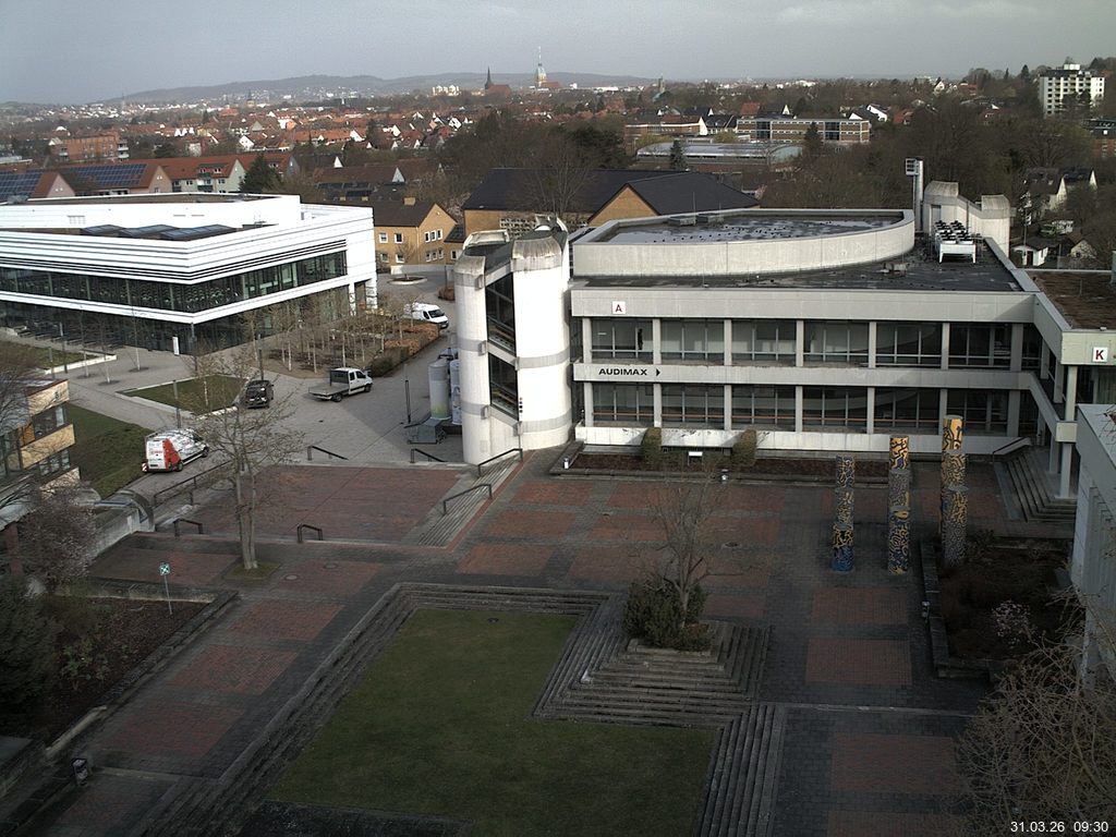 Foto der Webcam: Verwaltungsgeb&auml;ude, Innenhof mit Audimax, H&ouml;rsaal-Geb&auml;ude 1