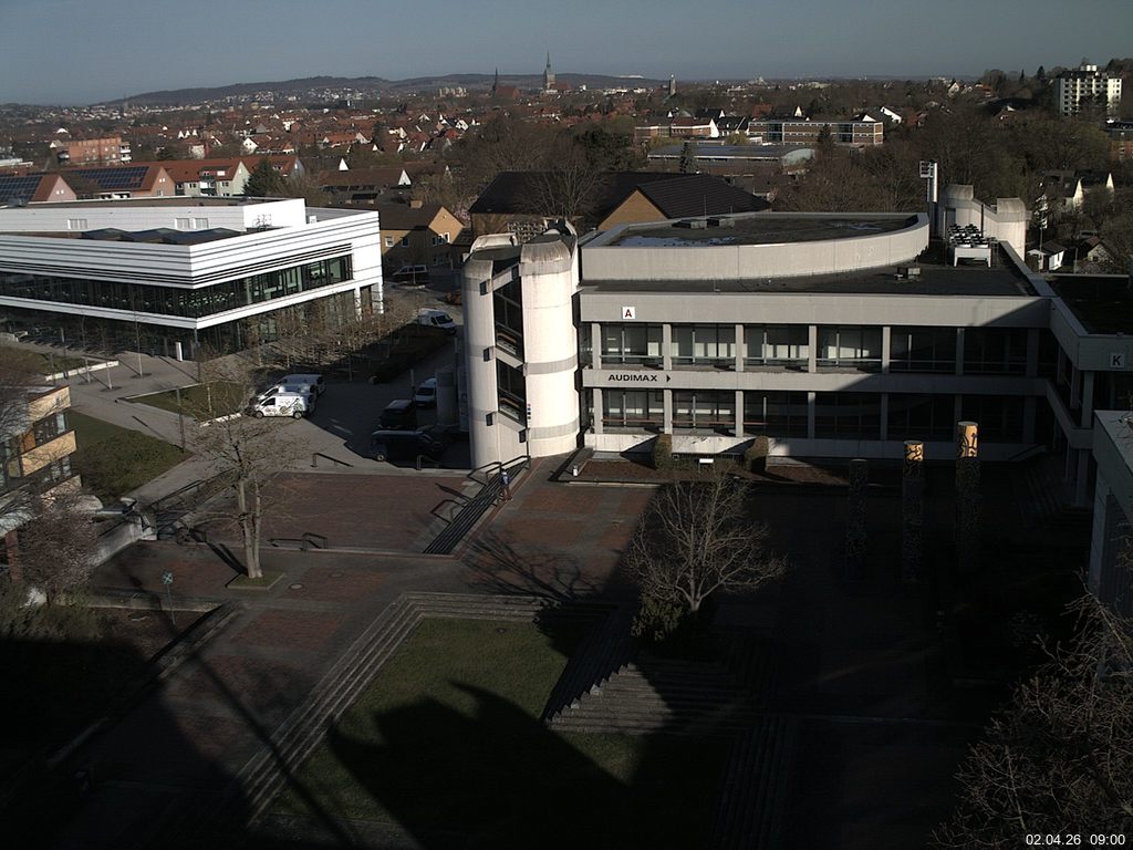 Foto der Webcam: Verwaltungsgeb&auml;ude, Innenhof mit Audimax, H&ouml;rsaal-Geb&auml;ude 1