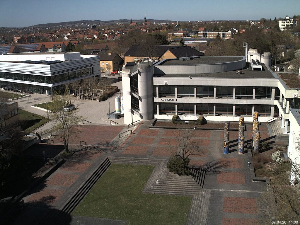 Foto der Webcam: Verwaltungsgeb&auml;ude, Innenhof mit Audimax, H&ouml;rsaal-Geb&auml;ude 1