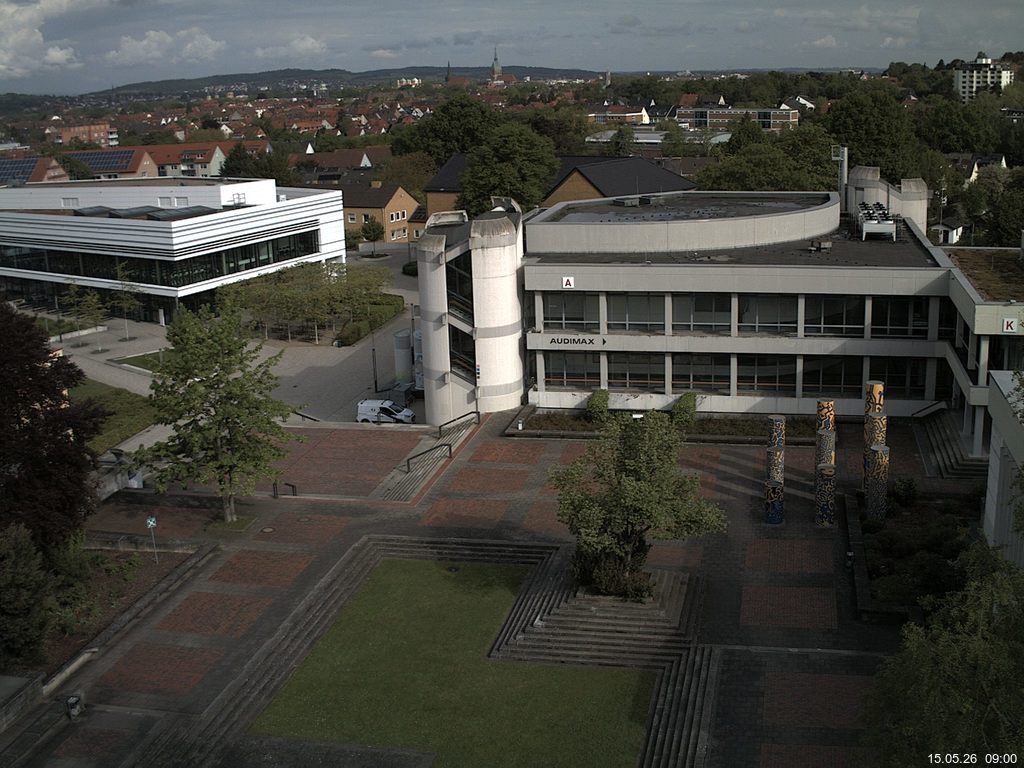 Foto der Webcam: Verwaltungsgeb&auml;ude, Innenhof mit Audimax, H&ouml;rsaal-Geb&auml;ude 1