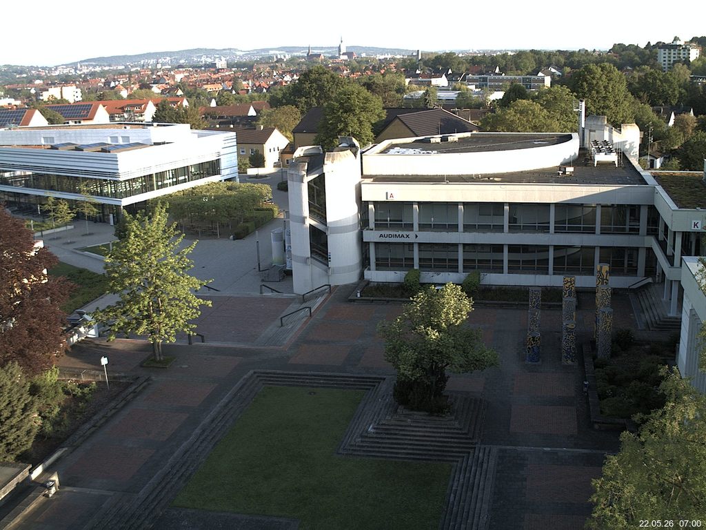 Foto der Webcam: Verwaltungsgeb&auml;ude, Innenhof mit Audimax, H&ouml;rsaal-Geb&auml;ude 1