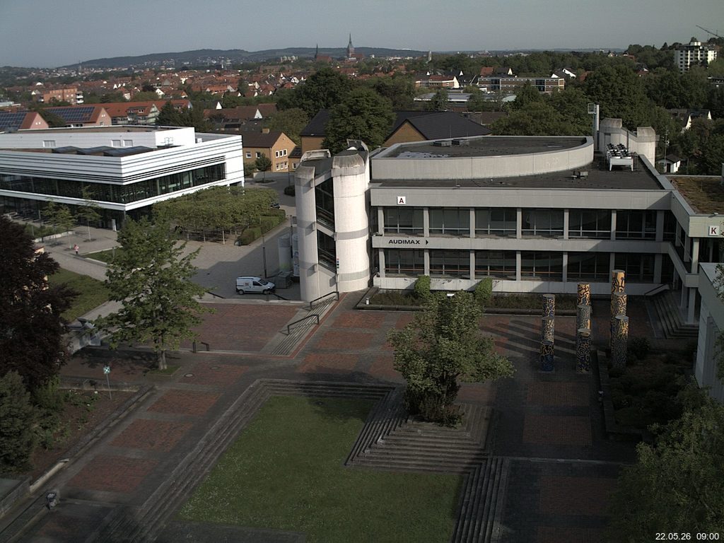 Foto der Webcam: Verwaltungsgeb&auml;ude, Innenhof mit Audimax, H&ouml;rsaal-Geb&auml;ude 1
