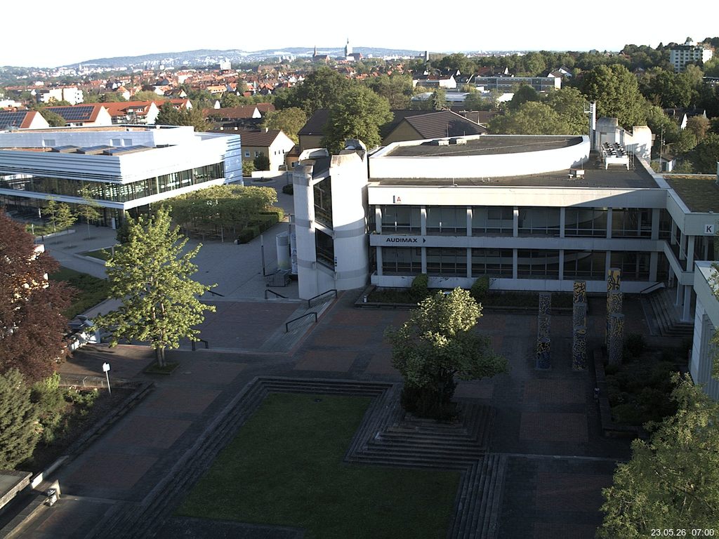 Foto der Webcam: Verwaltungsgeb&auml;ude, Innenhof mit Audimax, H&ouml;rsaal-Geb&auml;ude 1