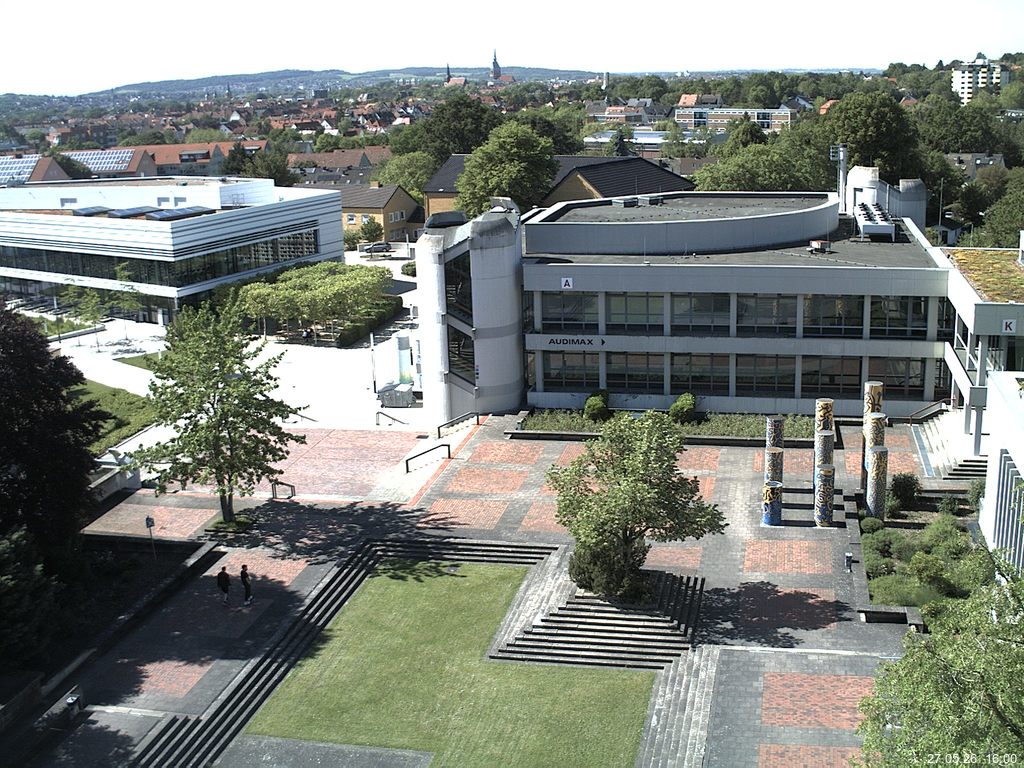 Foto der Webcam: Verwaltungsgeb&auml;ude, Innenhof mit Audimax, H&ouml;rsaal-Geb&auml;ude 1