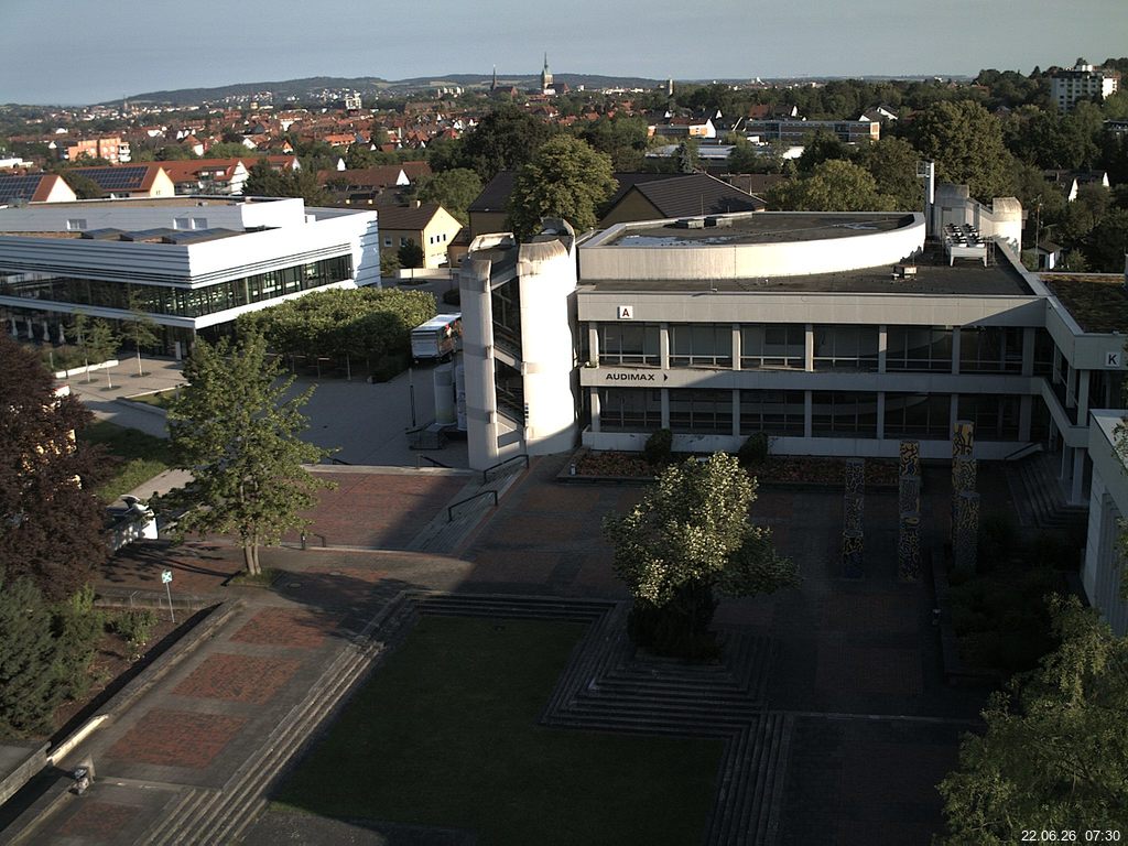 Foto der Webcam: Verwaltungsgeb&auml;ude, Innenhof mit Audimax, H&ouml;rsaal-Geb&auml;ude 1