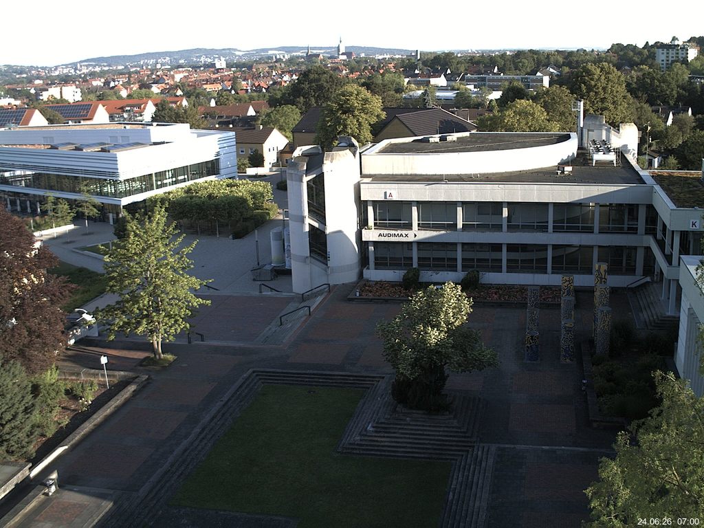 Foto der Webcam: Verwaltungsgeb&auml;ude, Innenhof mit Audimax, H&ouml;rsaal-Geb&auml;ude 1
