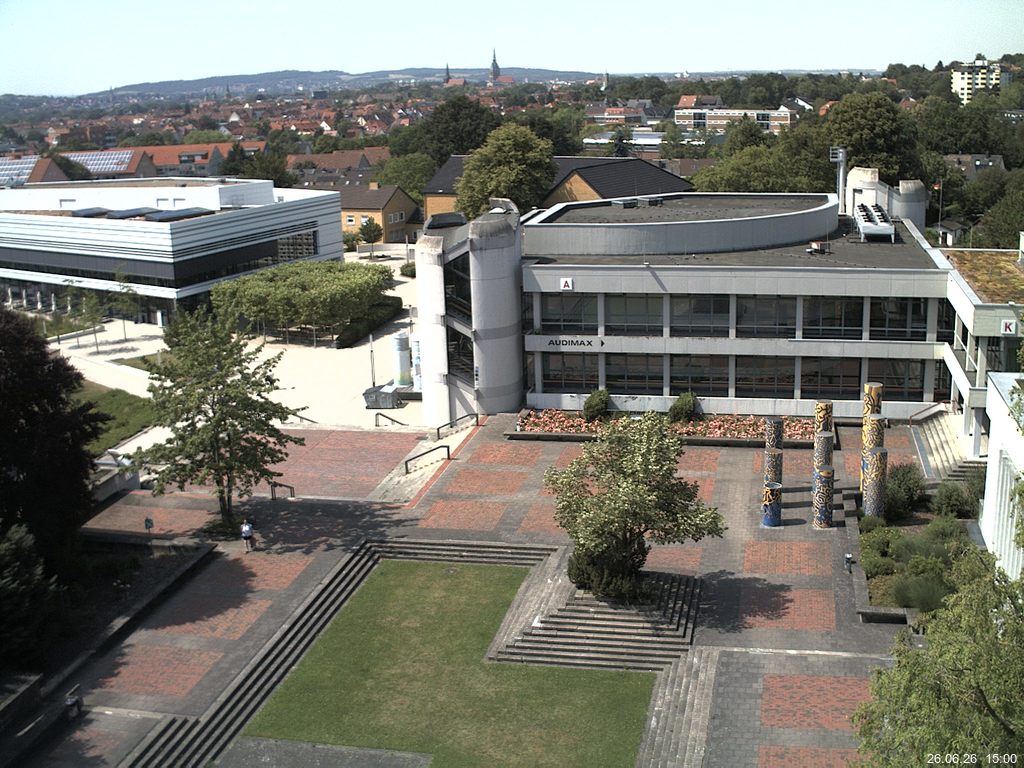 Foto der Webcam: Verwaltungsgeb&auml;ude, Innenhof mit Audimax, H&ouml;rsaal-Geb&auml;ude 1