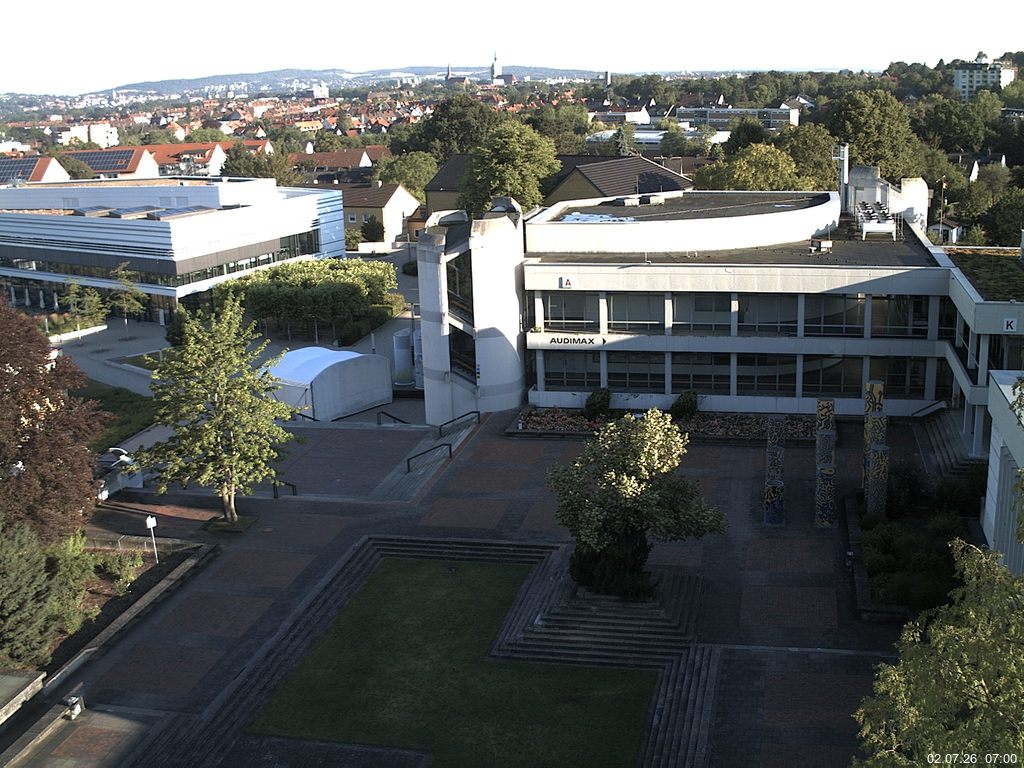 Foto der Webcam: Verwaltungsgeb&auml;ude, Innenhof mit Audimax, H&ouml;rsaal-Geb&auml;ude 1