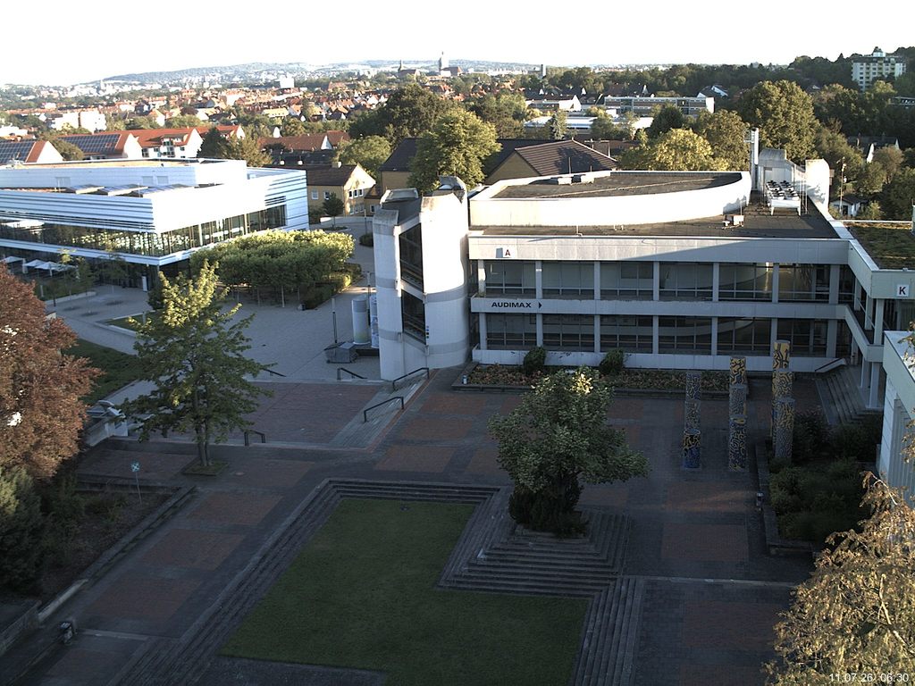 Foto der Webcam: Verwaltungsgeb&auml;ude, Innenhof mit Audimax, H&ouml;rsaal-Geb&auml;ude 1
