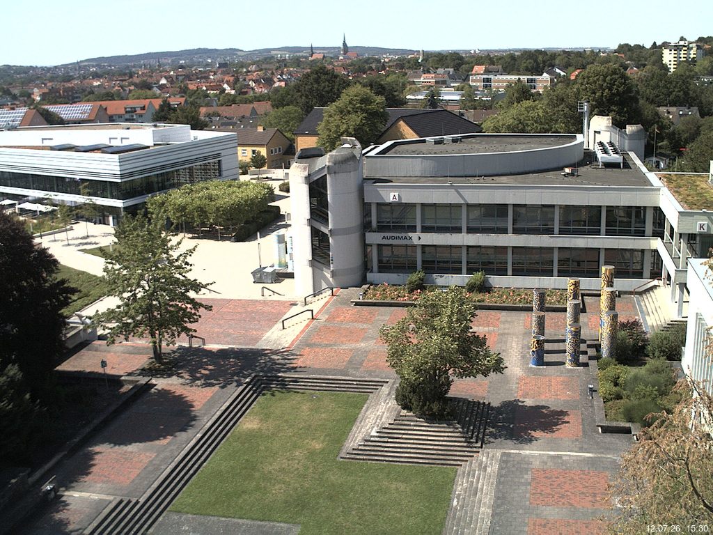 Foto der Webcam: Verwaltungsgeb&auml;ude, Innenhof mit Audimax, H&ouml;rsaal-Geb&auml;ude 1