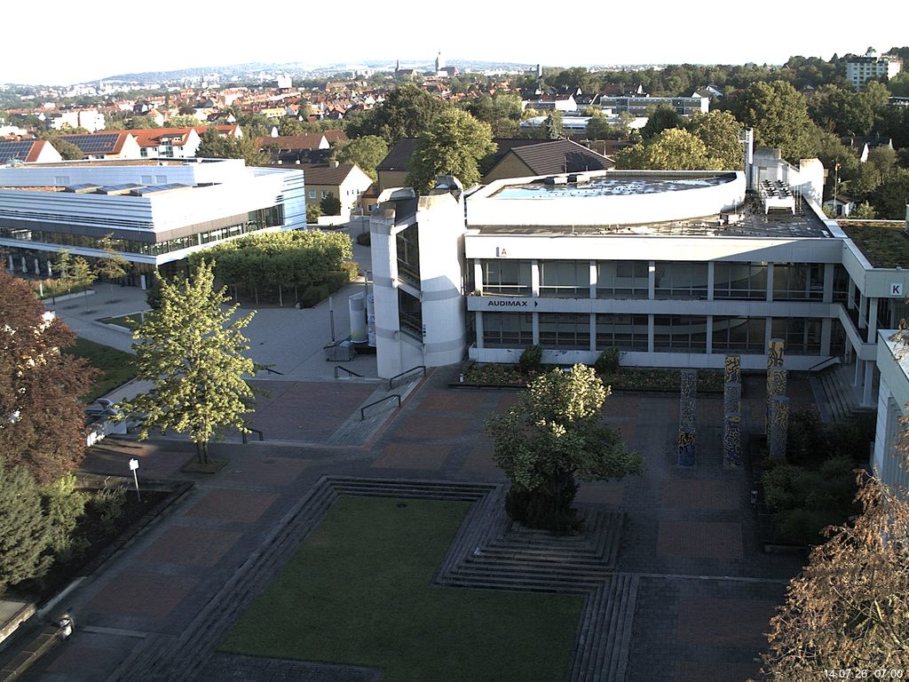 Foto der Webcam: Verwaltungsgeb&auml;ude, Innenhof mit Audimax, H&ouml;rsaal-Geb&auml;ude 1