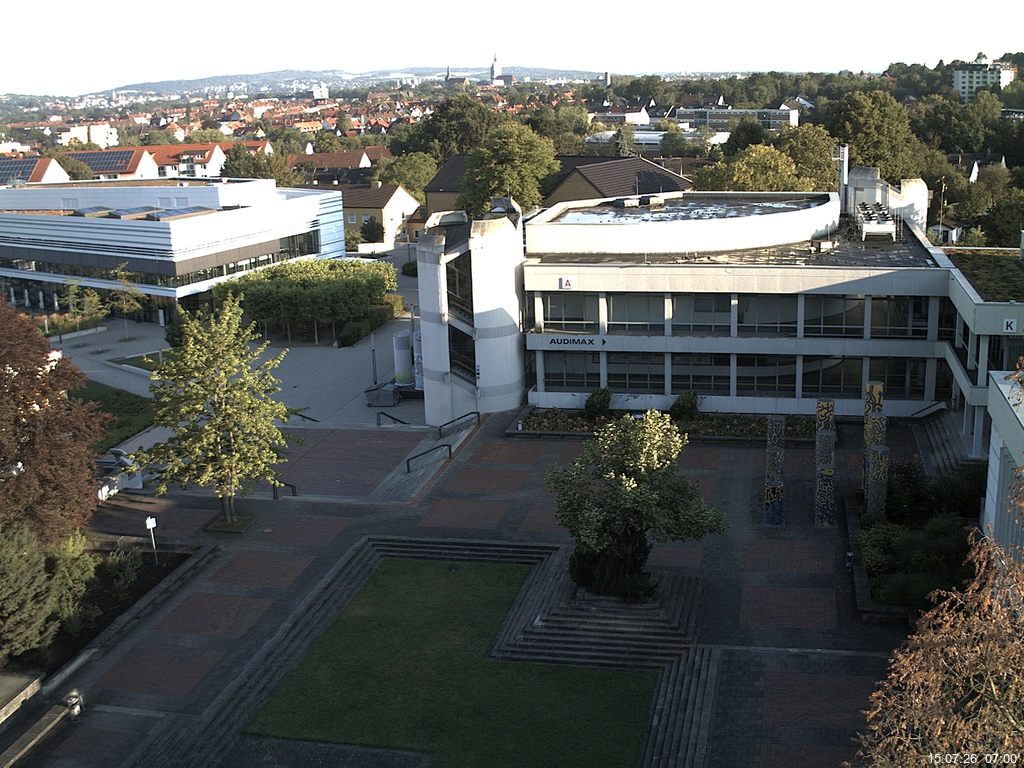 Foto der Webcam: Verwaltungsgeb&auml;ude, Innenhof mit Audimax, H&ouml;rsaal-Geb&auml;ude 1