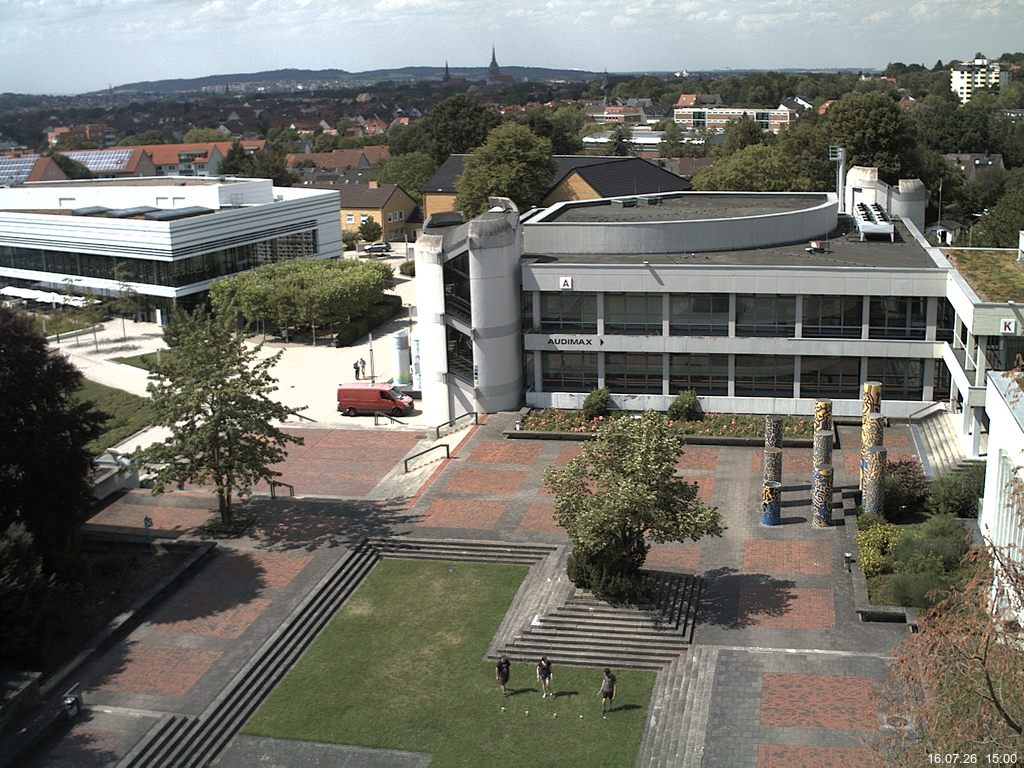 Foto der Webcam: Verwaltungsgeb&auml;ude, Innenhof mit Audimax, H&ouml;rsaal-Geb&auml;ude 1