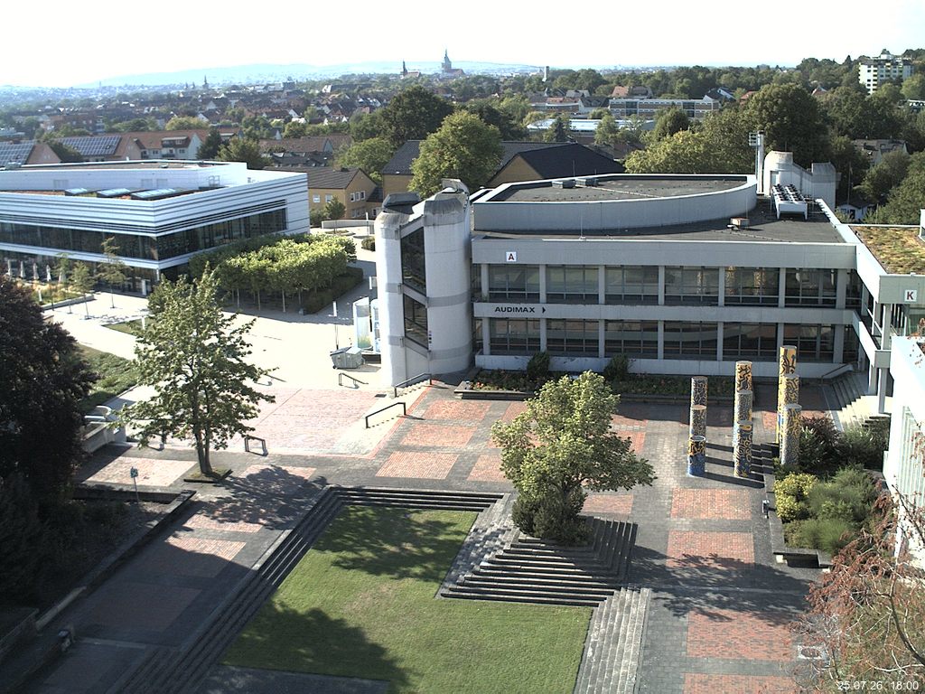 Foto der Webcam: Verwaltungsgeb&auml;ude, Innenhof mit Audimax, H&ouml;rsaal-Geb&auml;ude 1