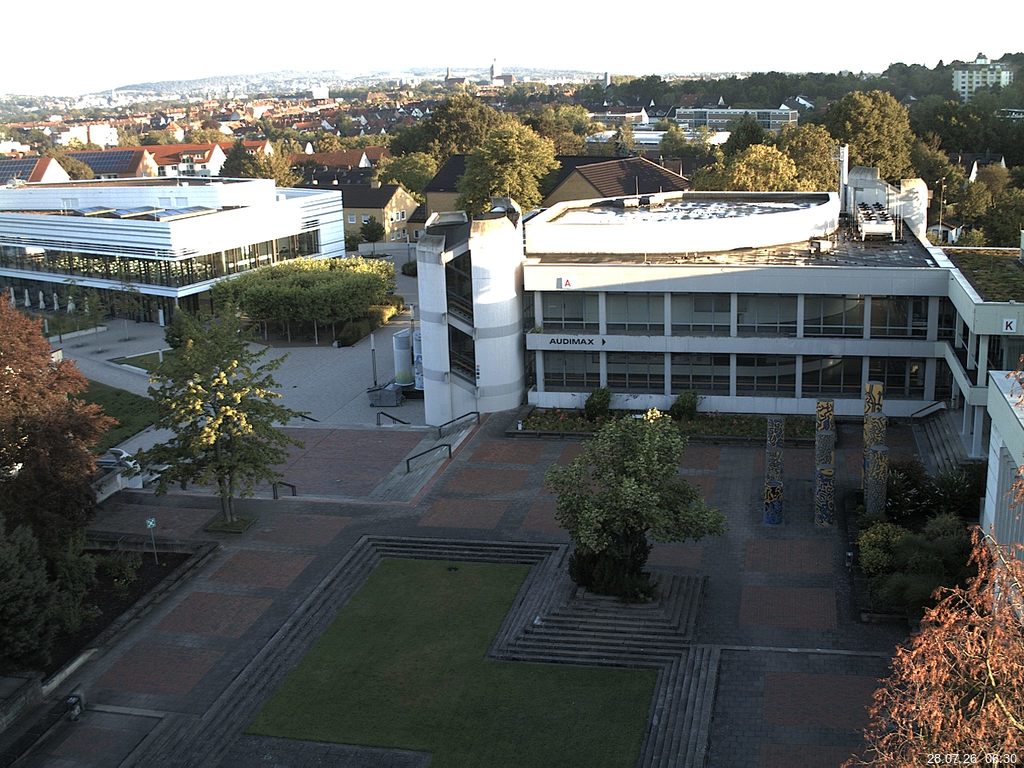 Foto der Webcam: Verwaltungsgeb&auml;ude, Innenhof mit Audimax, H&ouml;rsaal-Geb&auml;ude 1