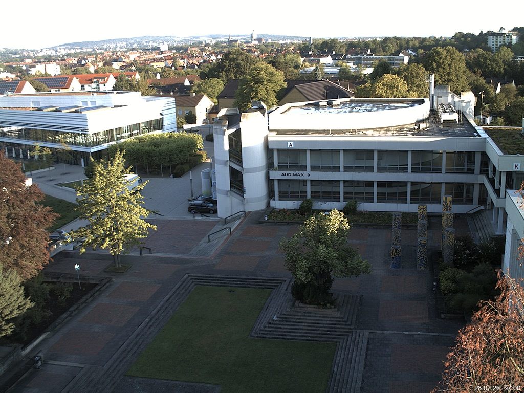 Foto der Webcam: Verwaltungsgeb&auml;ude, Innenhof mit Audimax, H&ouml;rsaal-Geb&auml;ude 1