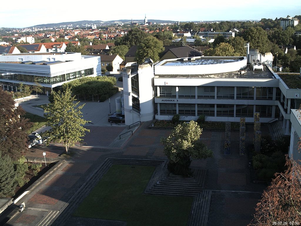 Foto der Webcam: Verwaltungsgeb&auml;ude, Innenhof mit Audimax, H&ouml;rsaal-Geb&auml;ude 1