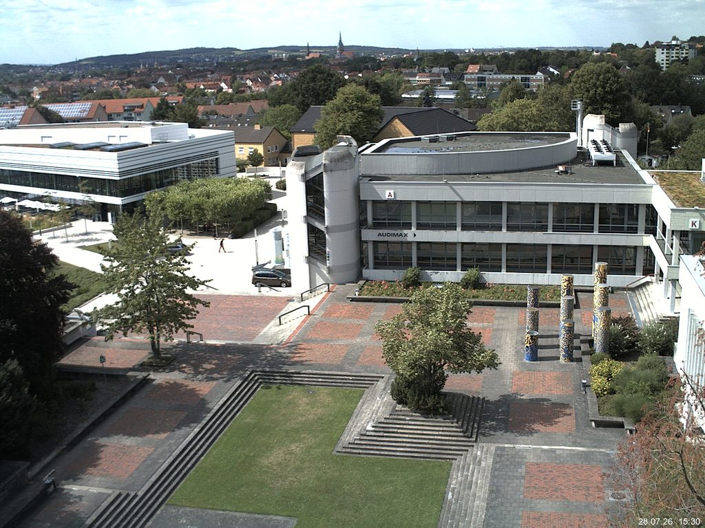 Foto der Webcam: Verwaltungsgeb&auml;ude, Innenhof mit Audimax, H&ouml;rsaal-Geb&auml;ude 1