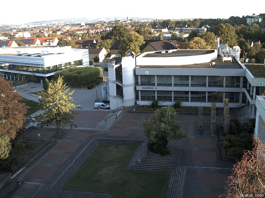Foto der Webcam: Verwaltungsgeb&auml;ude, Innenhof mit Audimax, H&ouml;rsaal-Geb&auml;ude 1