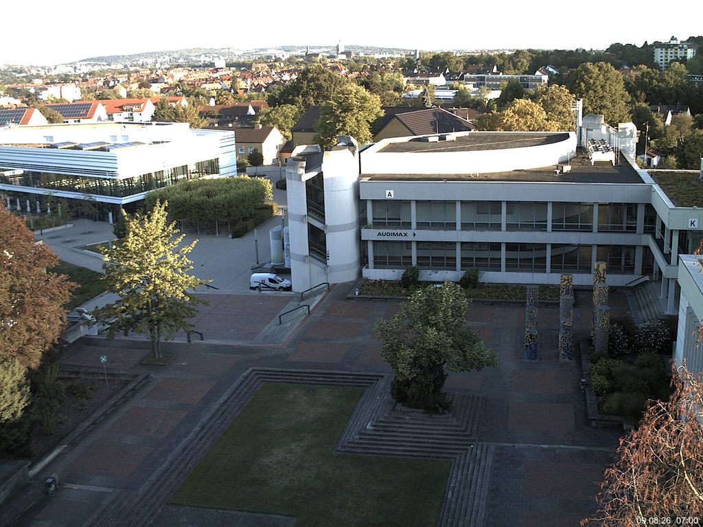 Foto der Webcam: Verwaltungsgeb&auml;ude, Innenhof mit Audimax, H&ouml;rsaal-Geb&auml;ude 1