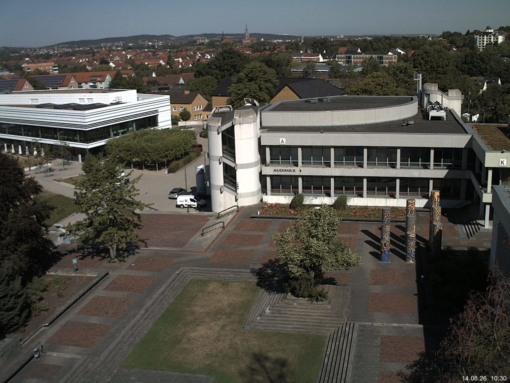 Foto der Webcam: Verwaltungsgeb&auml;ude, Innenhof mit Audimax, H&ouml;rsaal-Geb&auml;ude 1