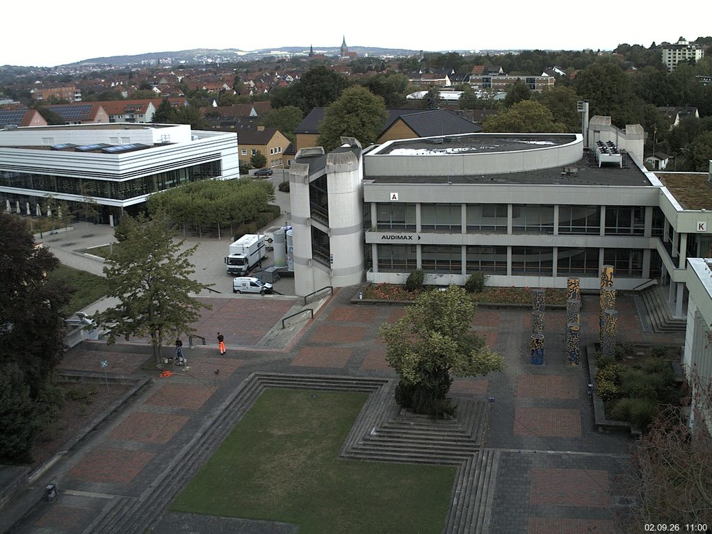 Foto der Webcam: Verwaltungsgeb&auml;ude, Innenhof mit Audimax, H&ouml;rsaal-Geb&auml;ude 1
