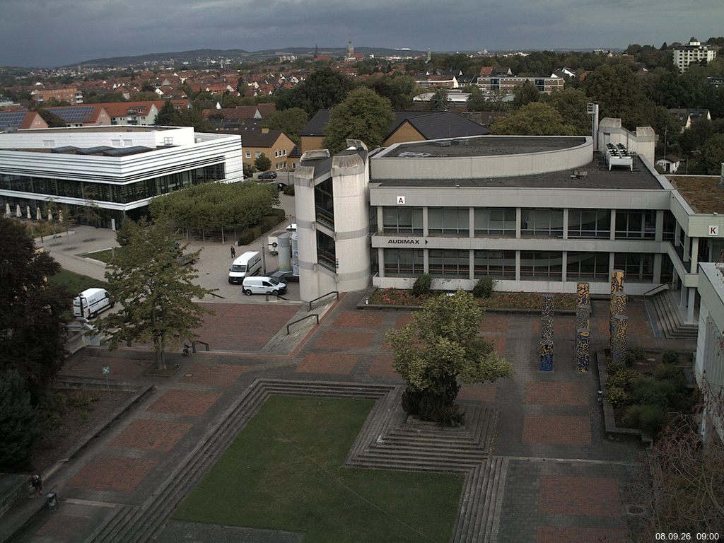 Foto der Webcam: Verwaltungsgeb&auml;ude, Innenhof mit Audimax, H&ouml;rsaal-Geb&auml;ude 1