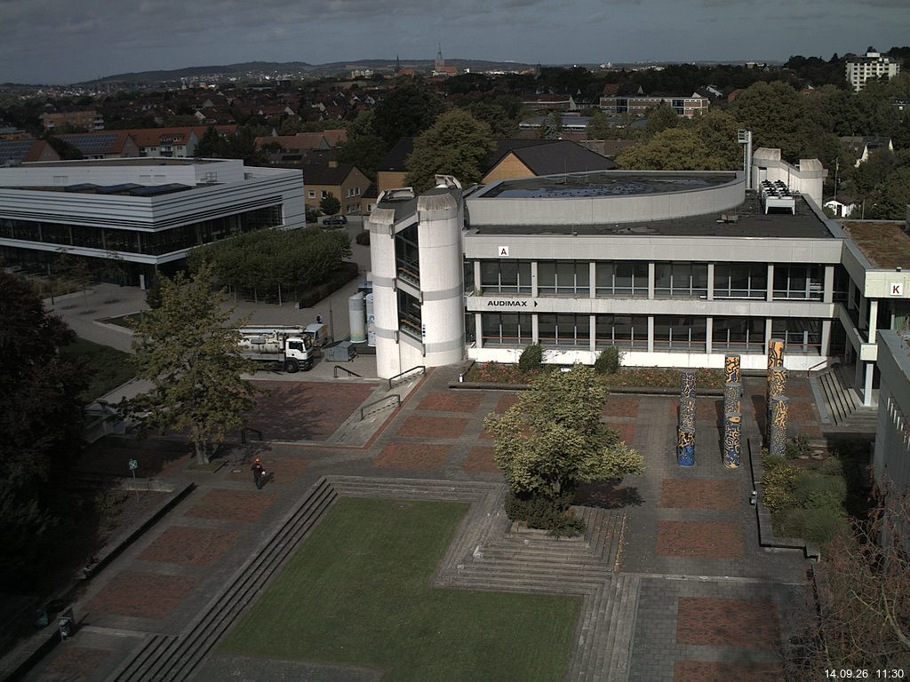 Foto der Webcam: Verwaltungsgeb&auml;ude, Innenhof mit Audimax, H&ouml;rsaal-Geb&auml;ude 1