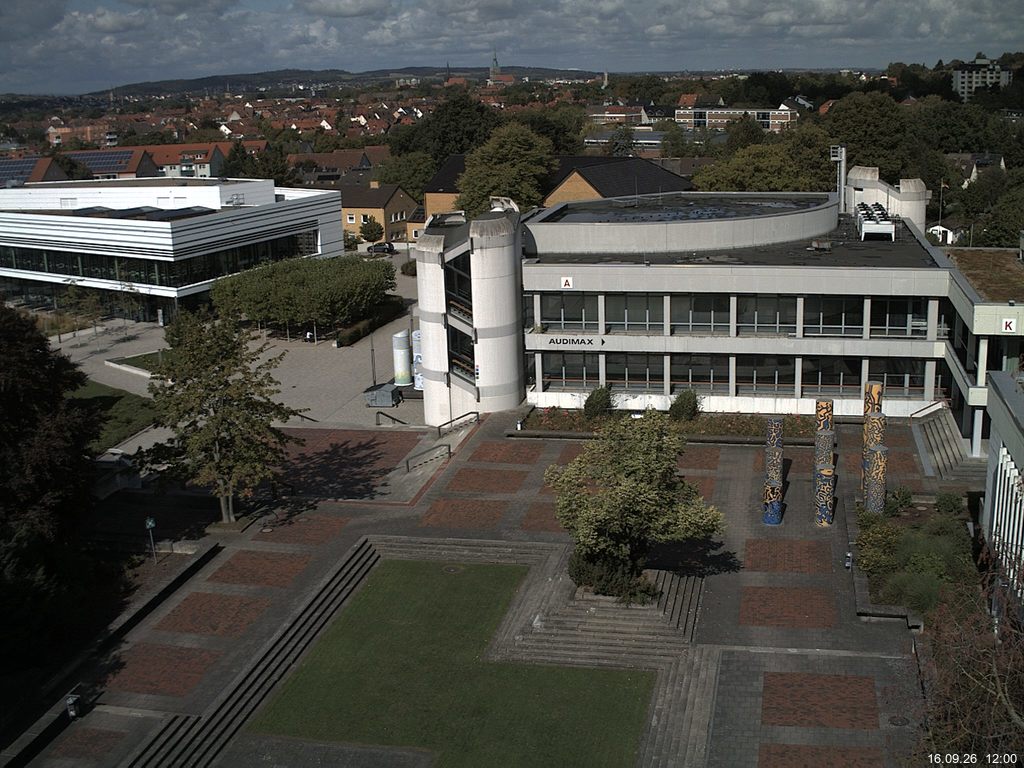 Foto der Webcam: Verwaltungsgeb&auml;ude, Innenhof mit Audimax, H&ouml;rsaal-Geb&auml;ude 1