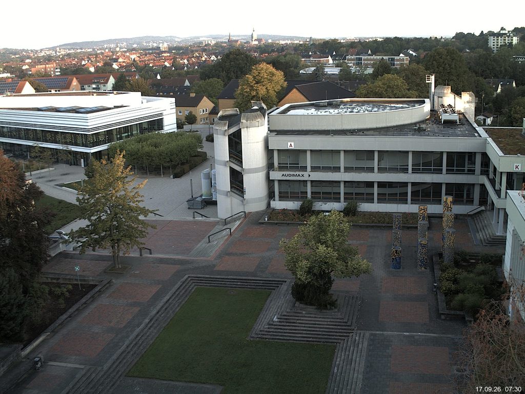 Foto der Webcam: Verwaltungsgeb&auml;ude, Innenhof mit Audimax, H&ouml;rsaal-Geb&auml;ude 1