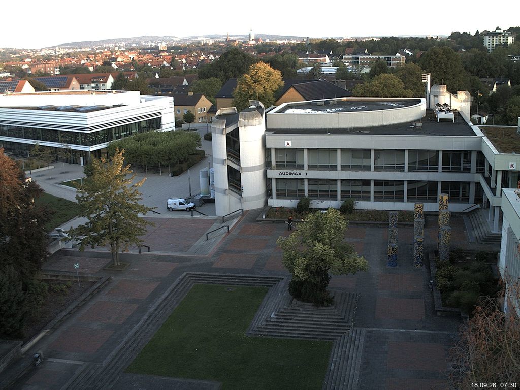 Foto der Webcam: Verwaltungsgeb&auml;ude, Innenhof mit Audimax, H&ouml;rsaal-Geb&auml;ude 1