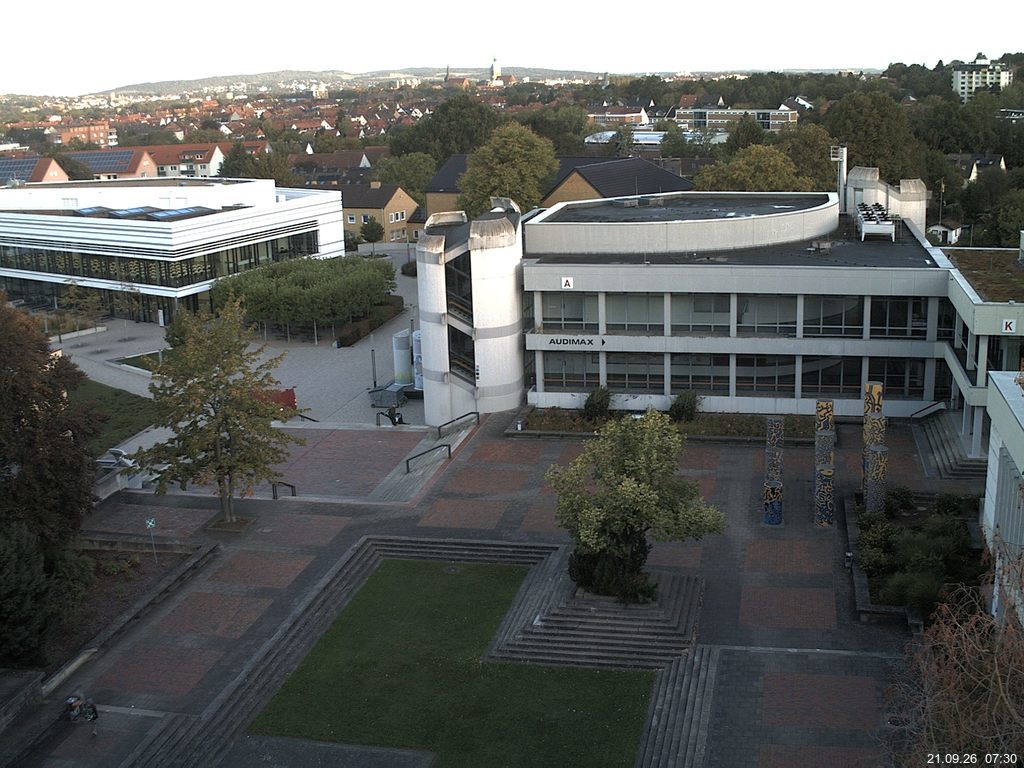 Foto der Webcam: Verwaltungsgeb&auml;ude, Innenhof mit Audimax, H&ouml;rsaal-Geb&auml;ude 1