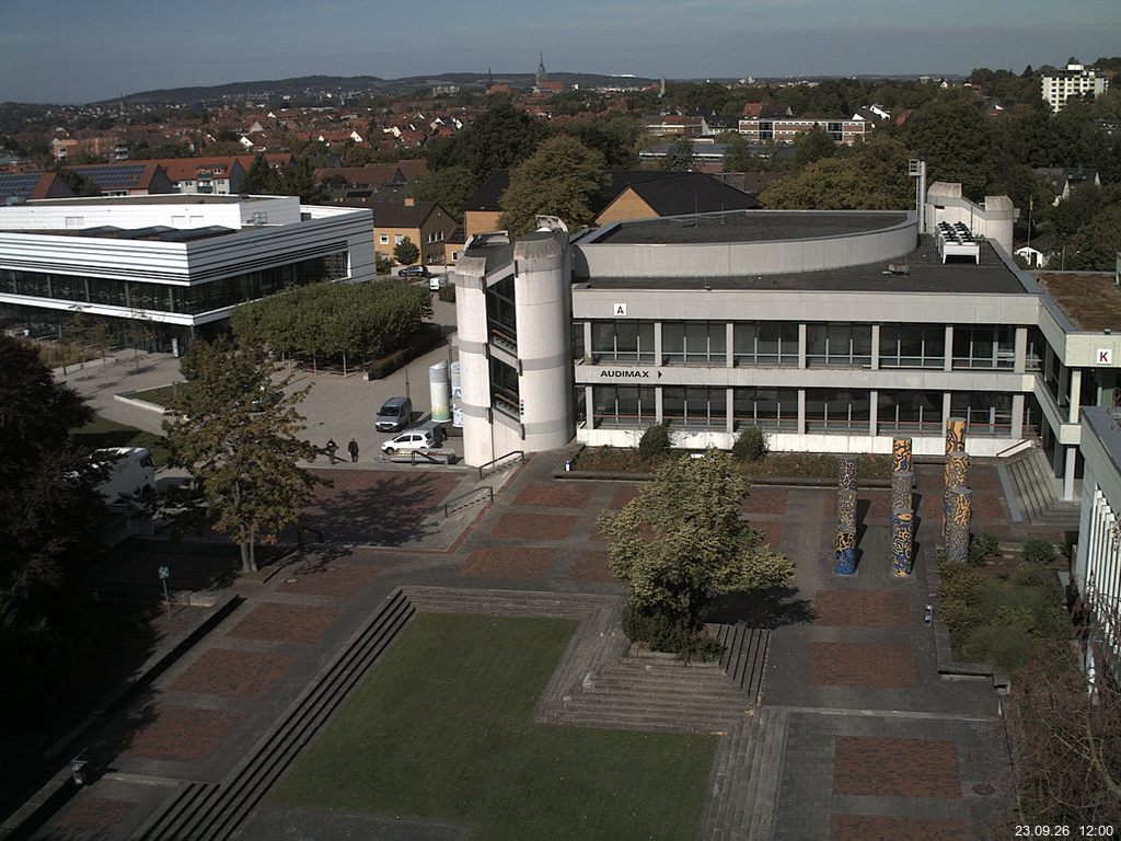 Foto der Webcam: Verwaltungsgeb&auml;ude, Innenhof mit Audimax, H&ouml;rsaal-Geb&auml;ude 1