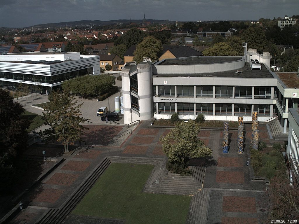 Foto der Webcam: Verwaltungsgeb&auml;ude, Innenhof mit Audimax, H&ouml;rsaal-Geb&auml;ude 1