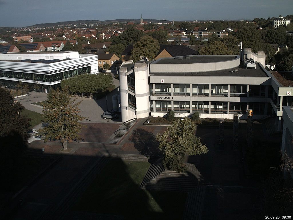 Foto der Webcam: Verwaltungsgeb&auml;ude, Innenhof mit Audimax, H&ouml;rsaal-Geb&auml;ude 1